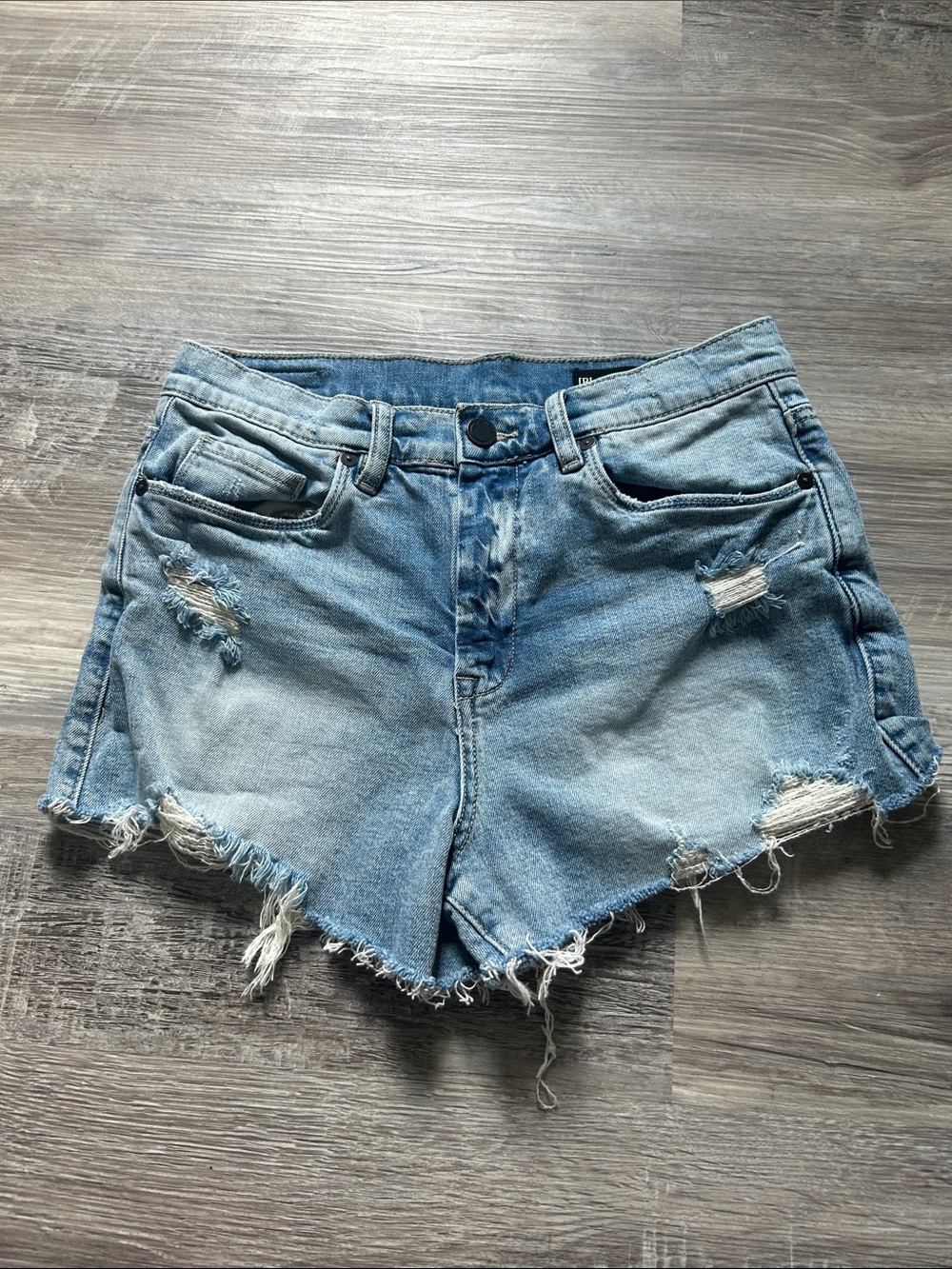 Blank NYC Light Wash Distressed Denim Shorts